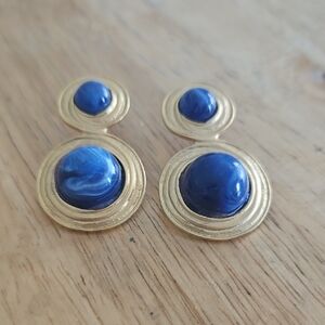 Vintage Gold and Blue Earrings